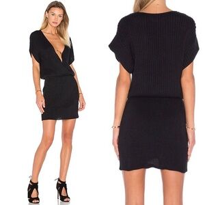 Revolve AYNI Black Sayi V Neck Sweater Dress